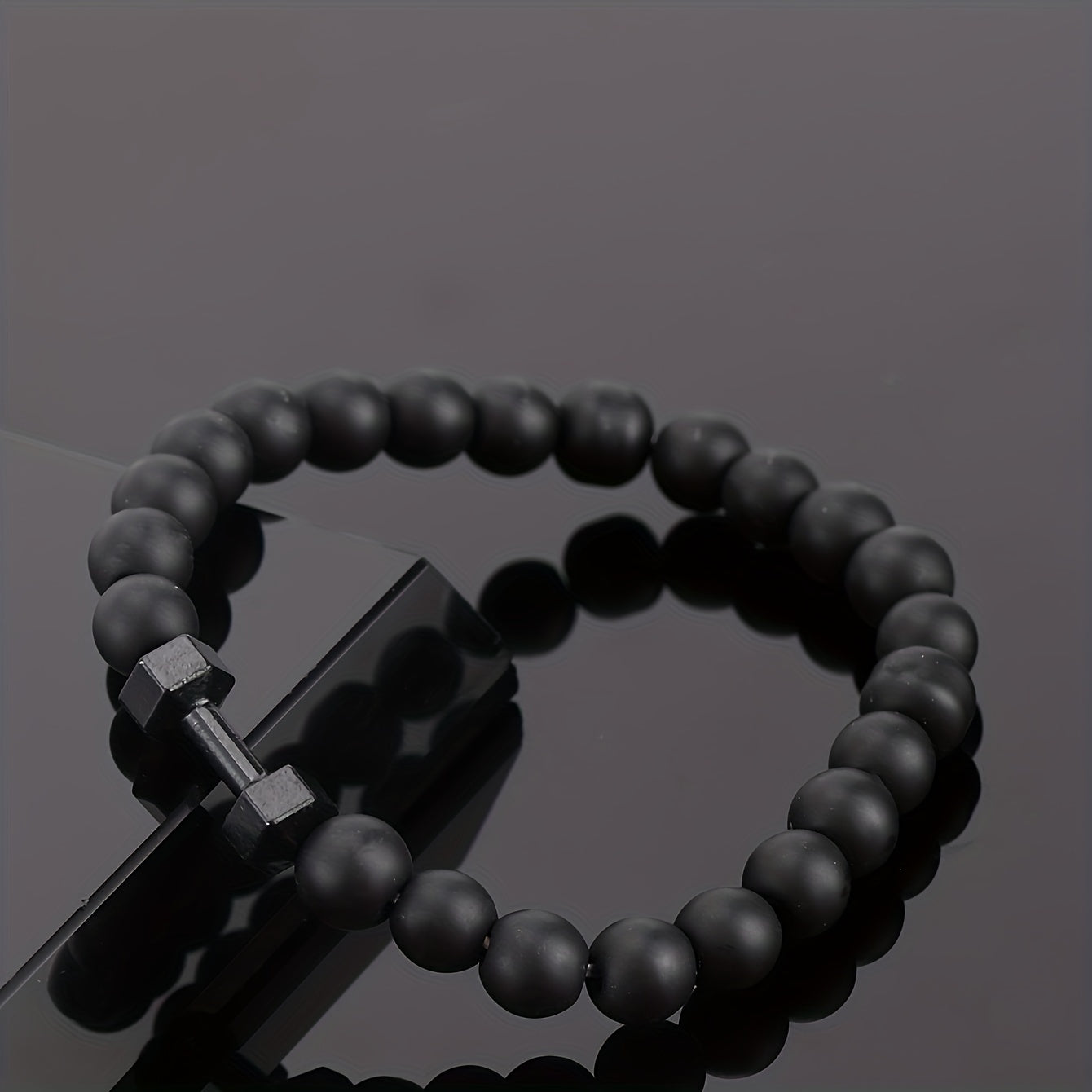 Frosted Bead Dumbbell Bracelet - Elevate Your Masculine Style