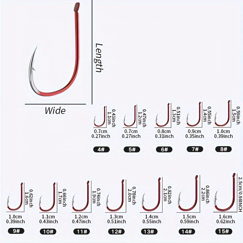 50 Carbon Steel Barbed Fish Hooks for Durable Fishing Trips