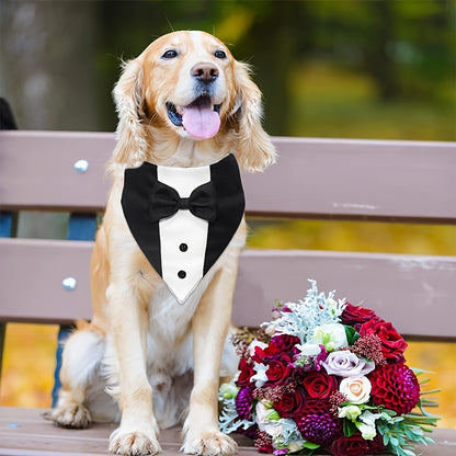 Stylish Dog Tuxedo Suit with Adjustable Bow Tie Collar