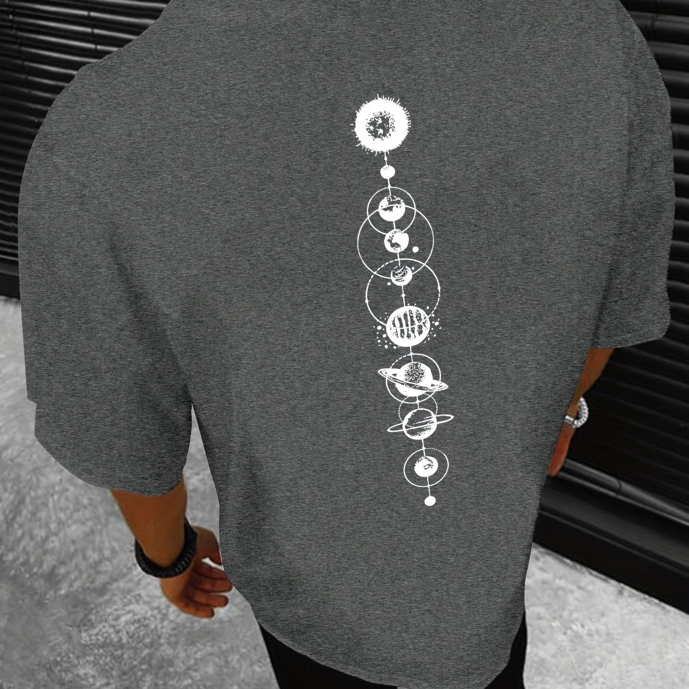 HookUpCo. Men's Casual Planet Print Short Sleeve T-shirt