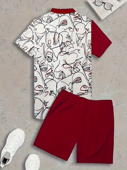 Casual Summer Outfit Set: Hawaiian Shirt and Shorts Combo