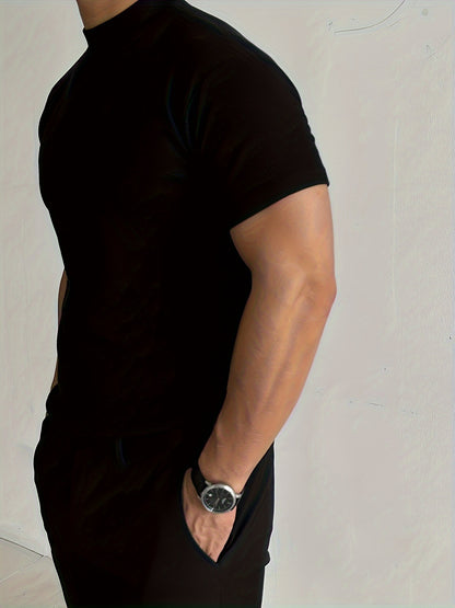 Summer Slim-Fit Crew Neck Tee for Active Men’s Wear