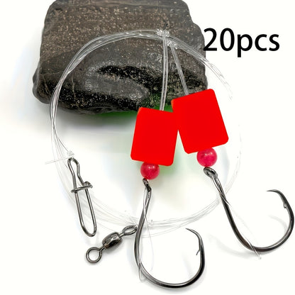20pcs Fishing Float Rigs with Sharp Hooks for Saltwater Use