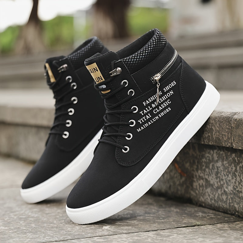 HookUpCo. Men's Plus Size High Top Skate Shoes, Ultra-Comfortable