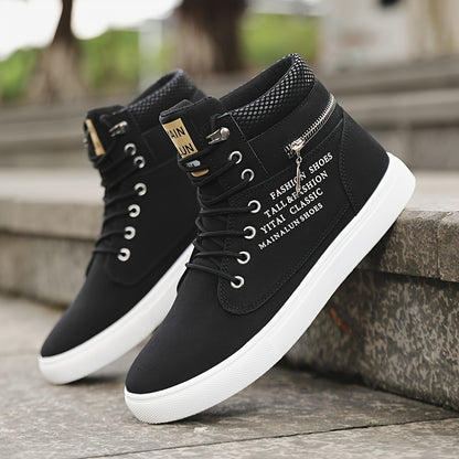 HookUpCo. Men's Plus Size High Top Skate Shoes, Ultra-Comfortable