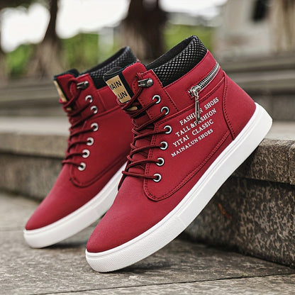 HookUpCo. Men's Plus Size High Top Skate Shoes, Ultra-Comfortable