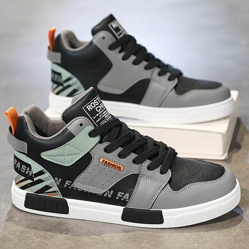 Fashion-Forward Skate Sneakers with Non-Slip Lace-Up Design