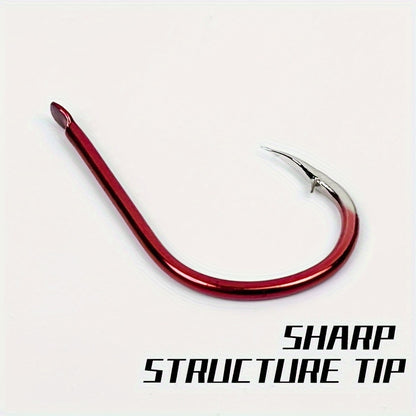 50 Carbon Steel Barbed Fish Hooks for Durable Fishing Trips
