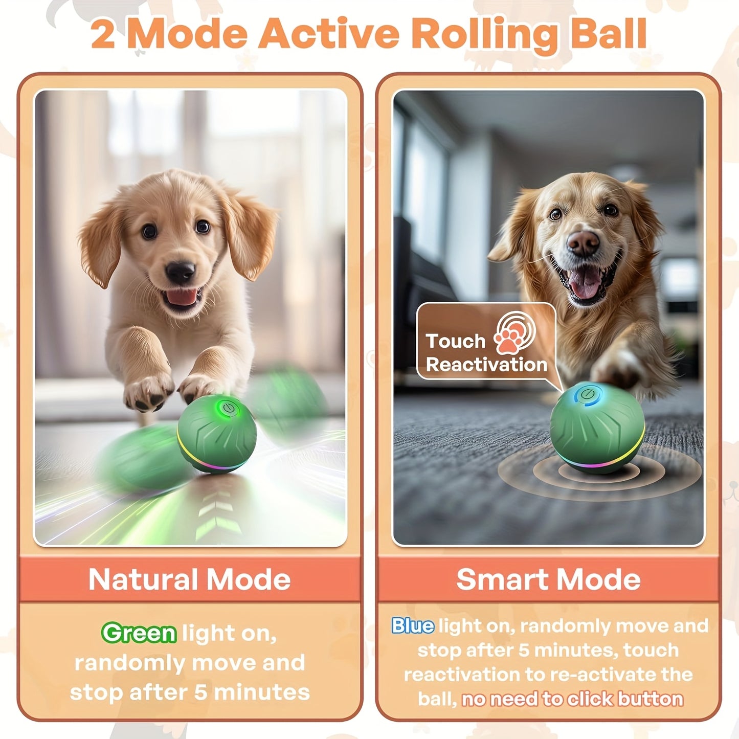 Rechargeable Interactive Pet Ball for Active Dogs and Cats