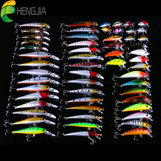 56pc Fishing Lures Set for Freshwater and Saltwater Anglers