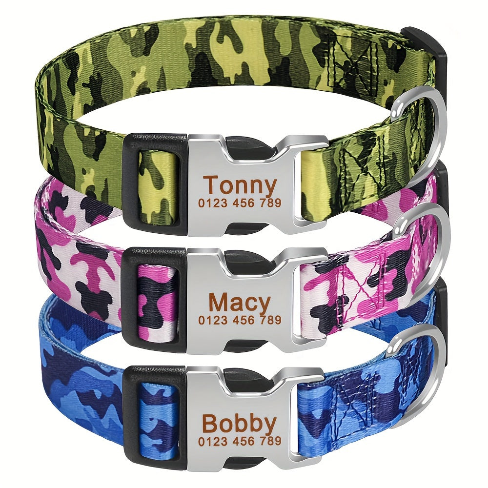 Personalized Camouflage Dog Collar with Free Engraving Tag