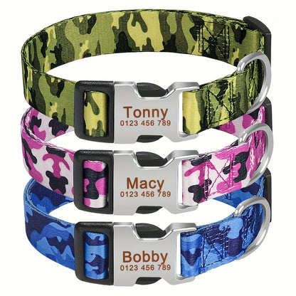 Personalized Camouflage Dog Collar with Free Engraving Tag