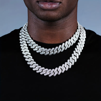 Glamorous 14MM Rhinestone Cuban Chain Necklace for Men