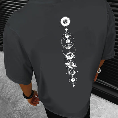 HookUpCo. Men's Casual Planet Print Short Sleeve T-shirt