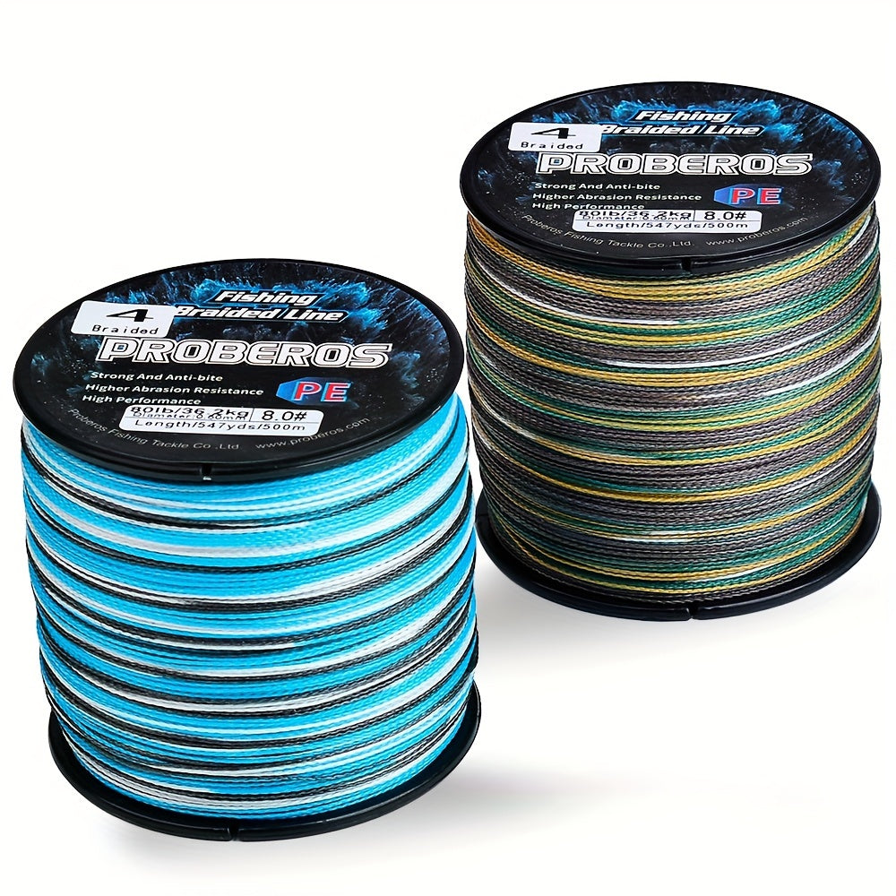 Durable 500M Braided Fishing Line, Zero Stretch, 4 Strands