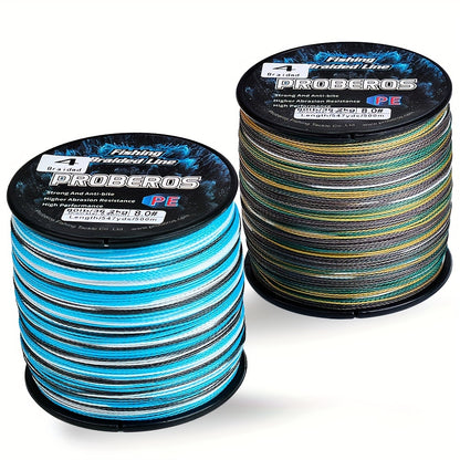 Durable 500M Braided Fishing Line, Zero Stretch, 4 Strands