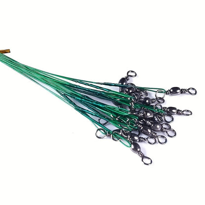 Durable Anti-Bite Steel Fishing Line with Swivel, 50-100pcs