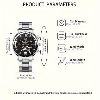 3-Piece Men's Quartz Watch, Bracelet & Necklace Set