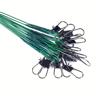 Durable Anti-Bite Steel Fishing Line with Swivel, 50-100pcs