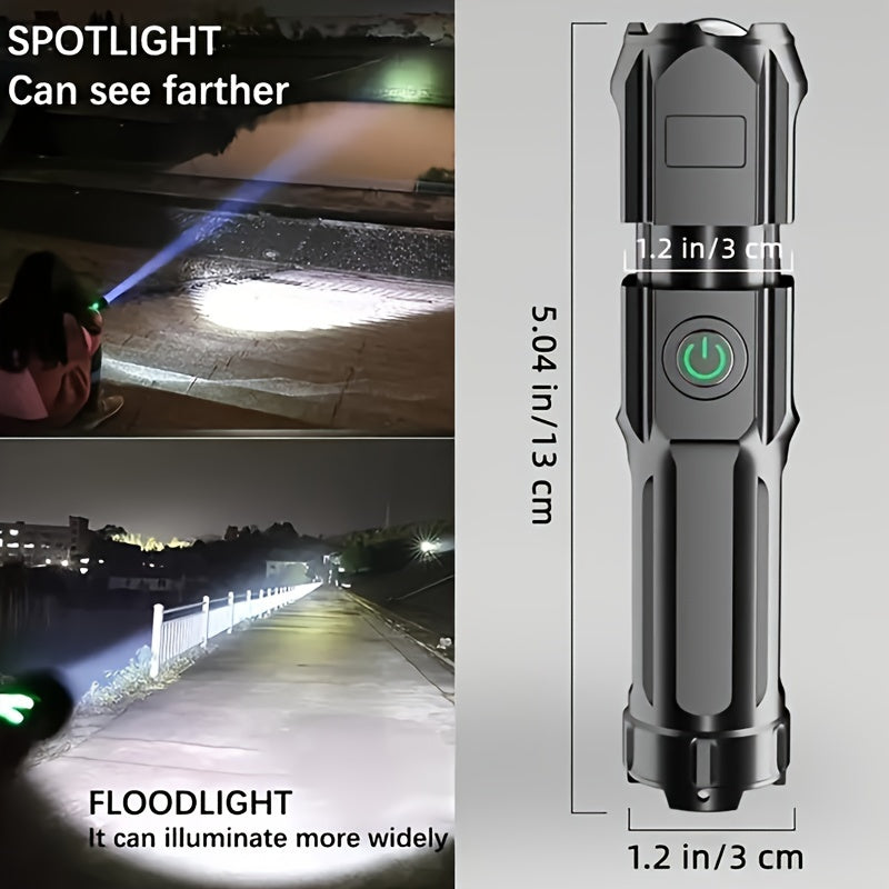 Rechargeable Super Bright Zoomable Flashlight for Outdoors