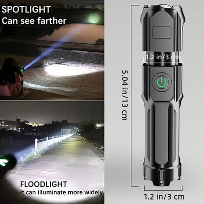 Rechargeable Super Bright Zoomable Flashlight for Outdoors