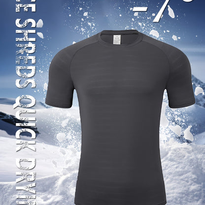 High Stretch Casual Men's Crew Neck Tee for Summer Wear