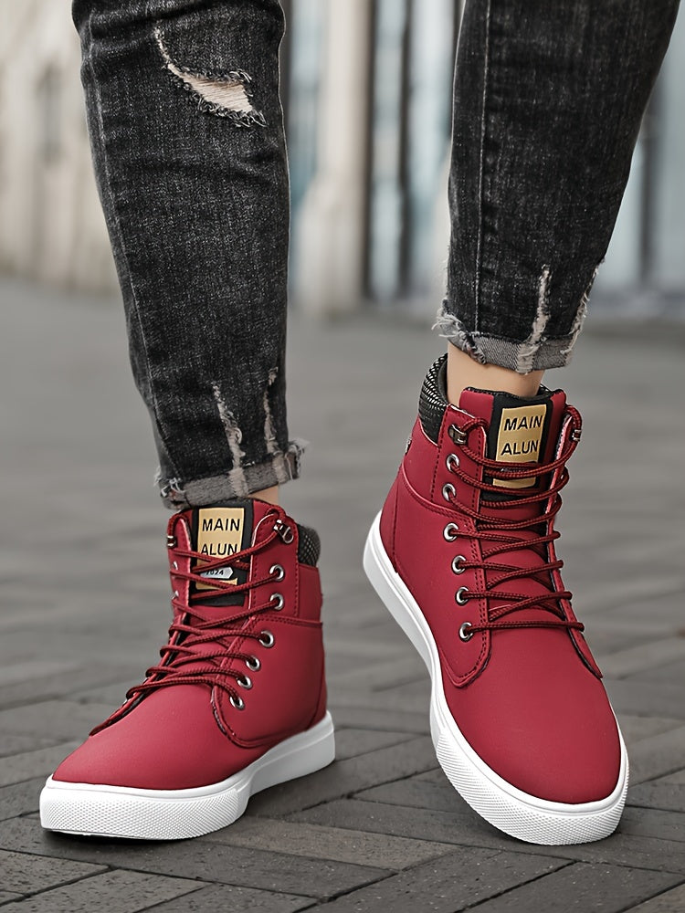 HookUpCo. Men's Plus Size High Top Skate Shoes, Ultra-Comfortable