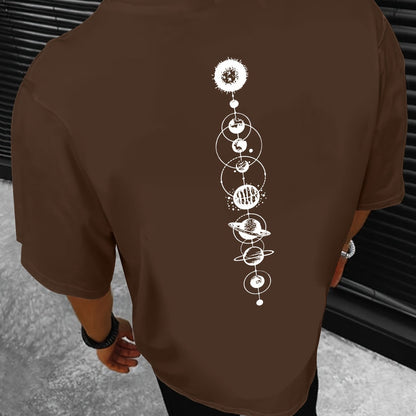 HookUpCo. Men's Casual Planet Print Short Sleeve T-shirt