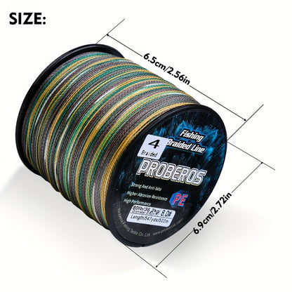 Durable 500M Braided Fishing Line, Zero Stretch, 4 Strands