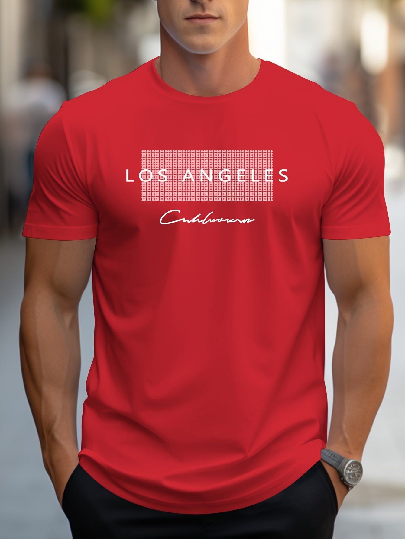 HookUpCo. Los Angeles Graphic Print Casual Short Sleeve Tee