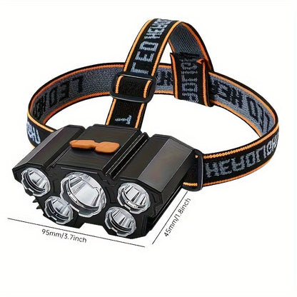 Rechargeable LED Headlamp with 5 Bright LEDs for Outdoors