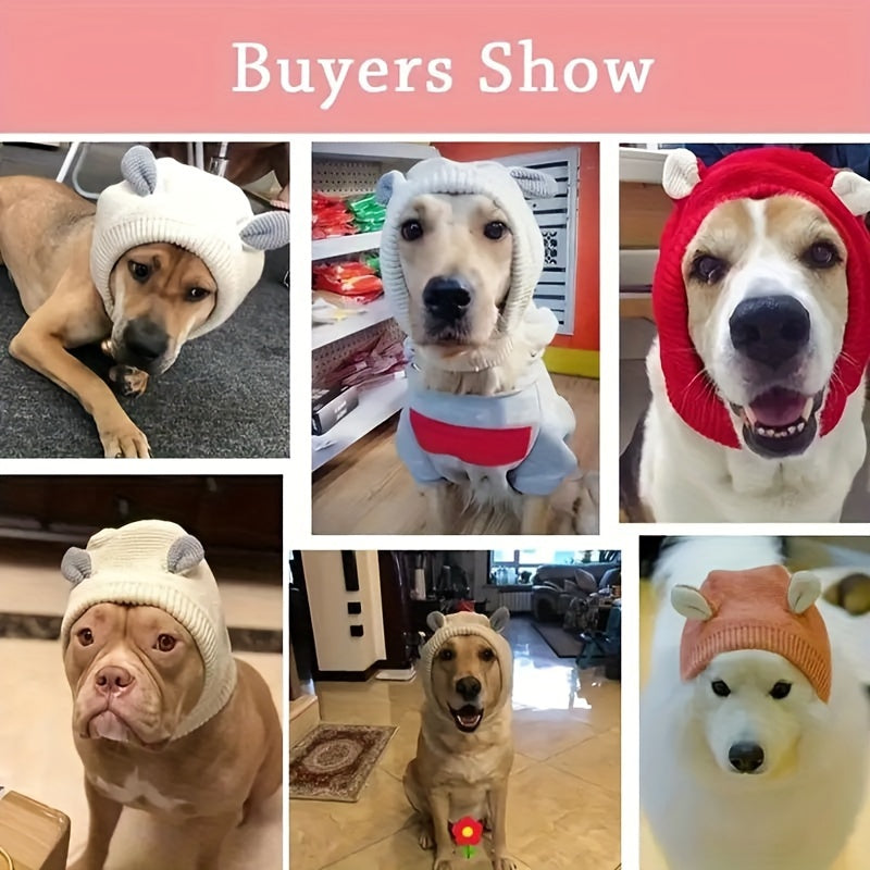 Knitted Dog Hat for Noise Protection, Warm Winter Cap