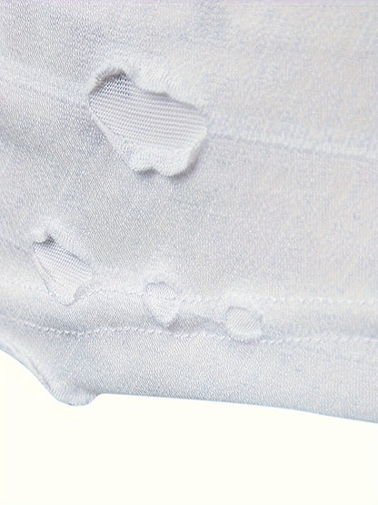 HookUpCo. Men's Casual Ripped V-Neck Tee for Everyday Wear