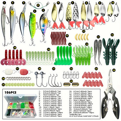 78-Piece Fishing Lure Tackle Set for Bass and Trout Adventures