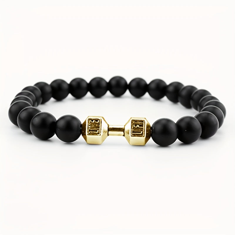 Frosted Bead Dumbbell Bracelet - Elevate Your Masculine Style