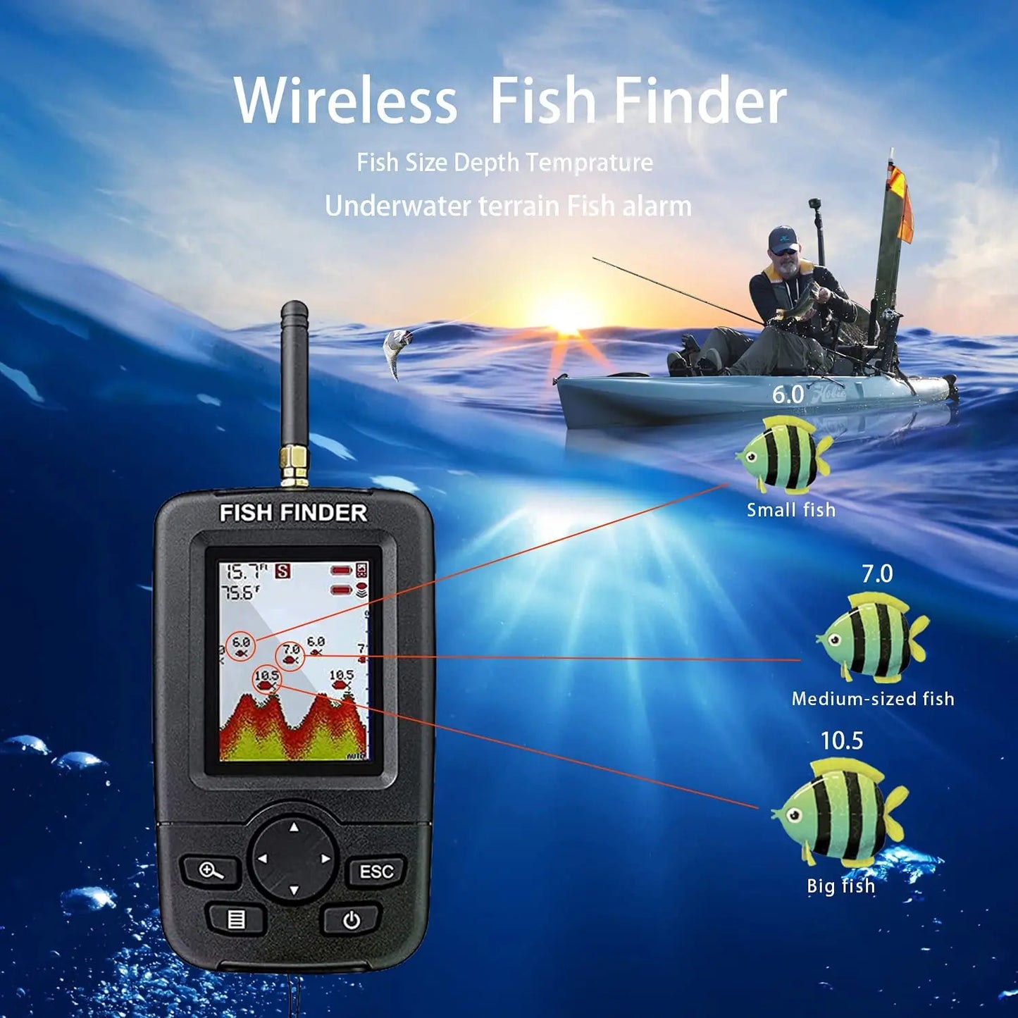 Portable Wireless Sonar Fishing Alert System