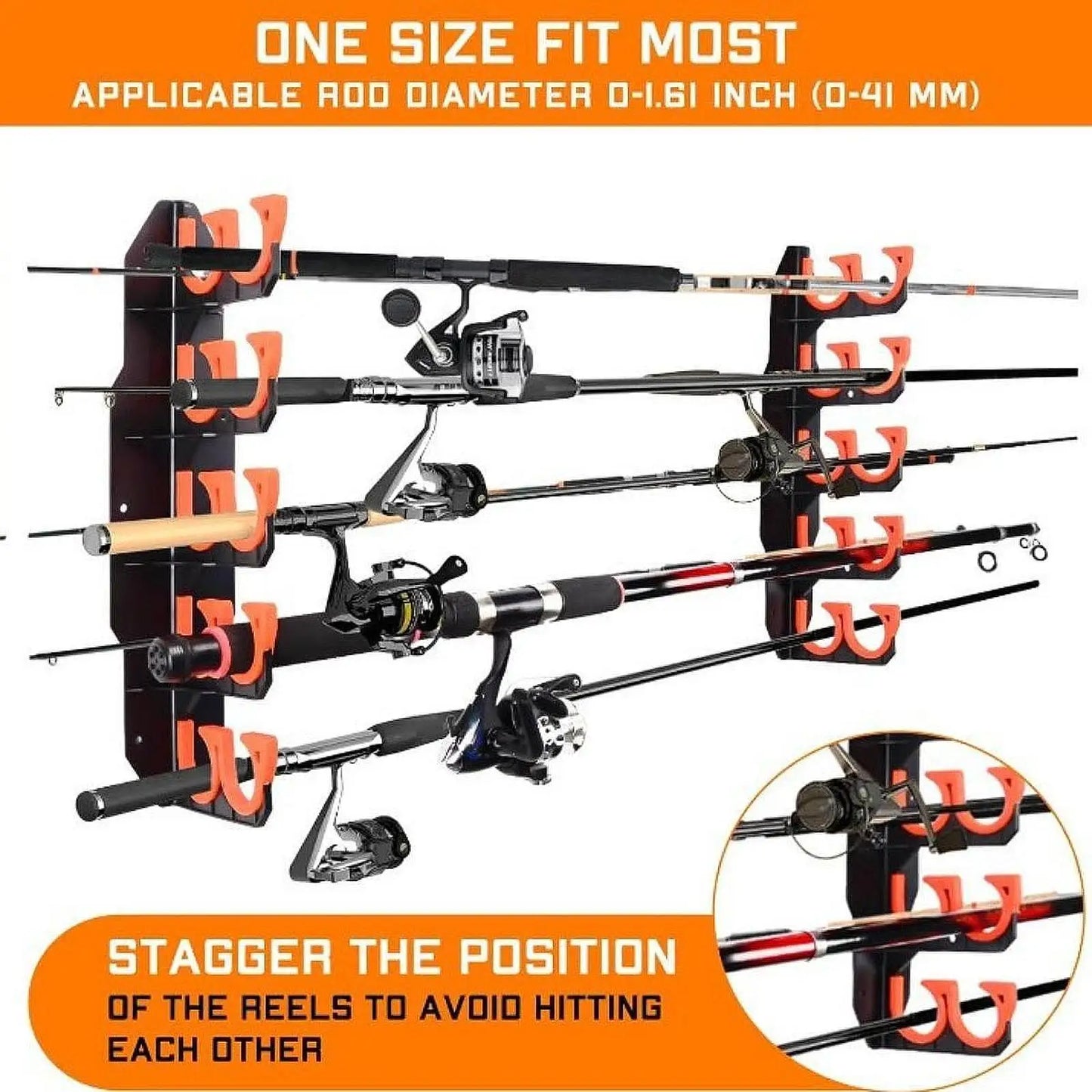 HookUpCo. Wall Mounted Fishing Rod Holder Set - HookUpCo.