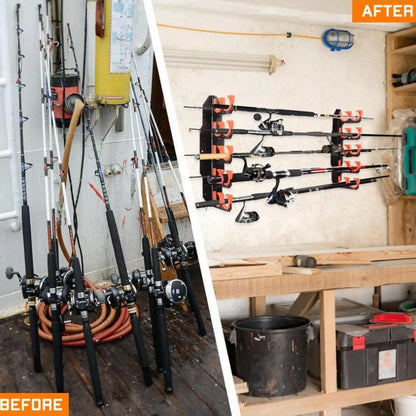 HookUpCo. Wall Mounted Fishing Rod Holder Set - HookUpCo.