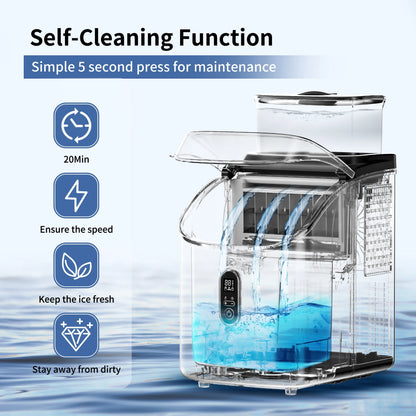 SIMZLIFE Ice Cube Maker Machine with External Water Tank 34Lbs, 16Pcs Ready in 13 Mins Auto-Cleaning for Home Kitchen Office Bar
