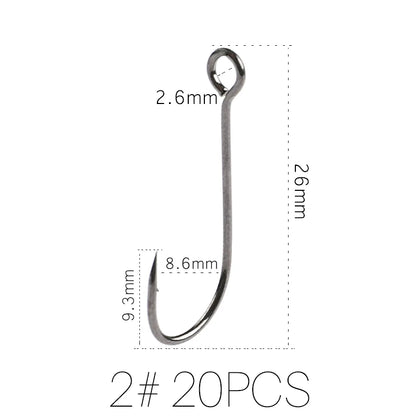 HookUpCo. Carbon Steel Fishing Hooks, 20pcs Set