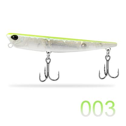 Transparent green fishing lure with two treble hooks, model 003, for outdoor fishing