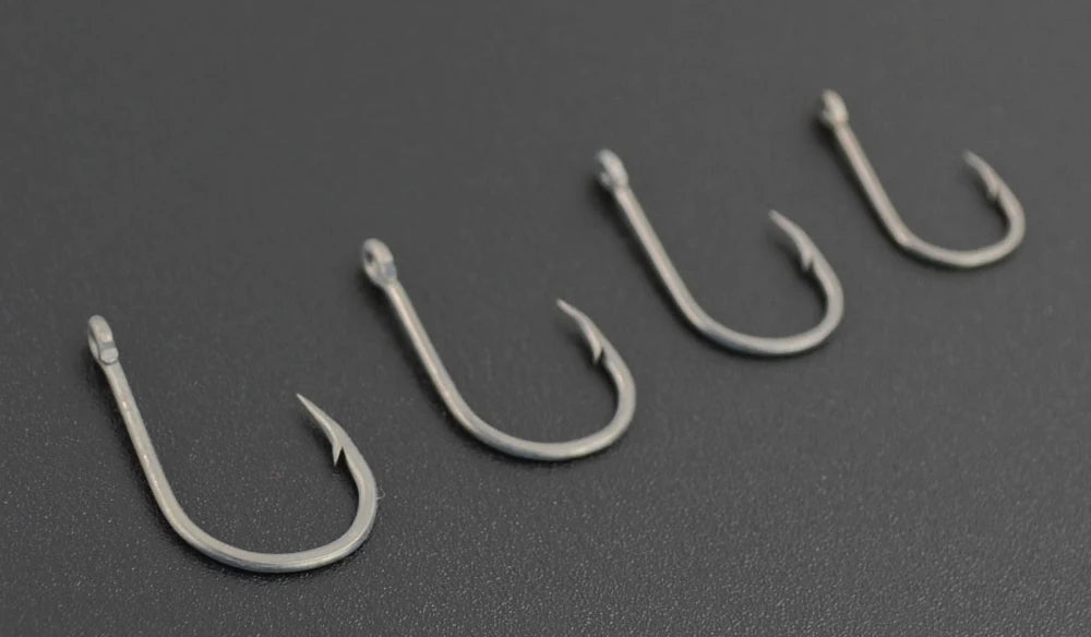 HookUpCo. 50pcs Barbed Fishing Hooks, High Carbon Steel - HookUpCo.