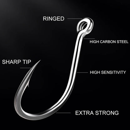 HookUpCo. High Carbon Fishing Hooks Set 100pcs
