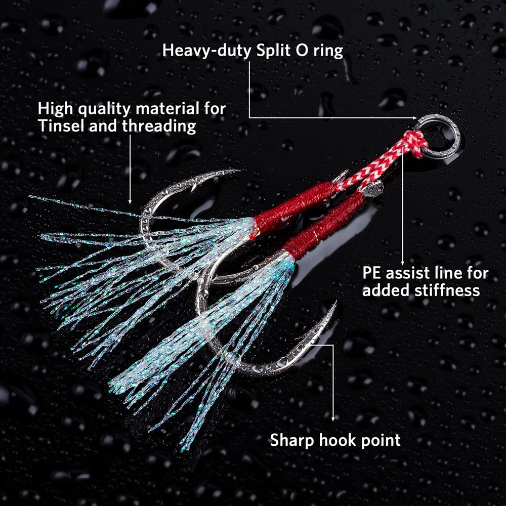 Strong Carbon Steel Fishing Hooks with Feathers