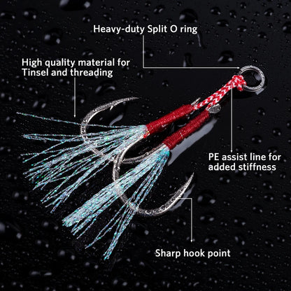 Strong Carbon Steel Fishing Hooks with Feathers