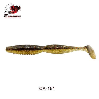 Soft plastic fishing lure with gold and black glitter, paddle tail, labeled CA-151