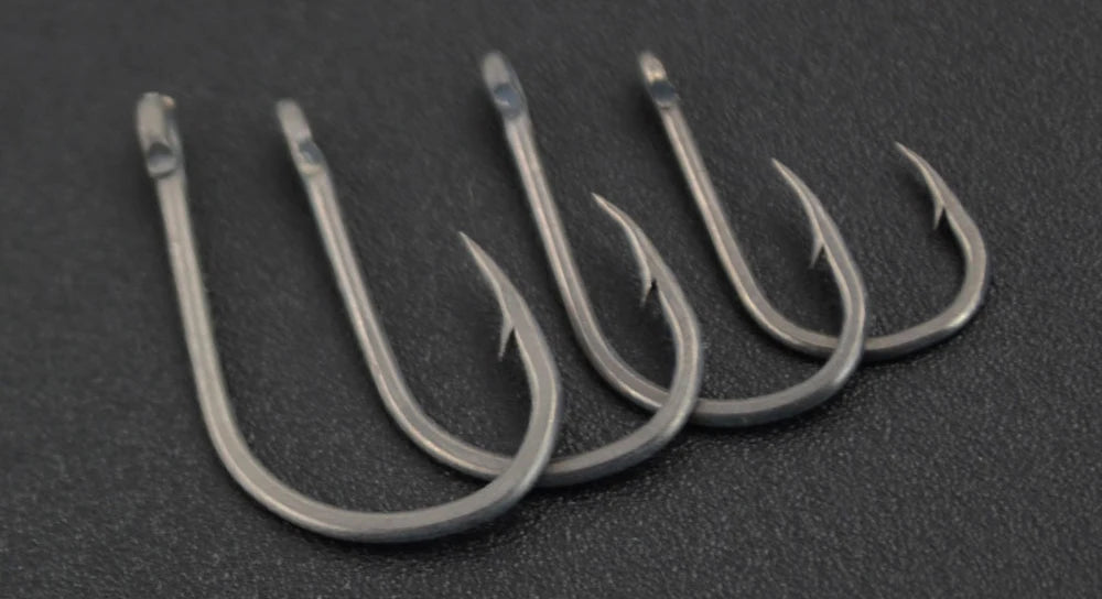 HookUpCo. 50pcs Barbed Fishing Hooks, High Carbon Steel - HookUpCo.