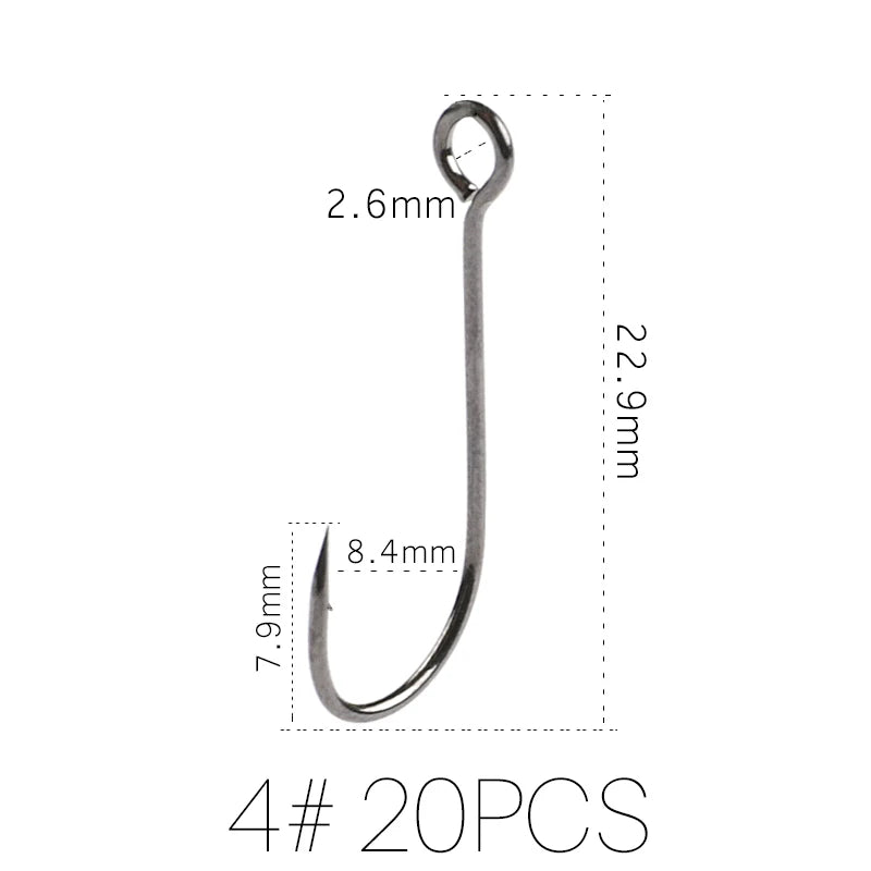 HookUpCo. Carbon Steel Fishing Hooks, 20pcs Set