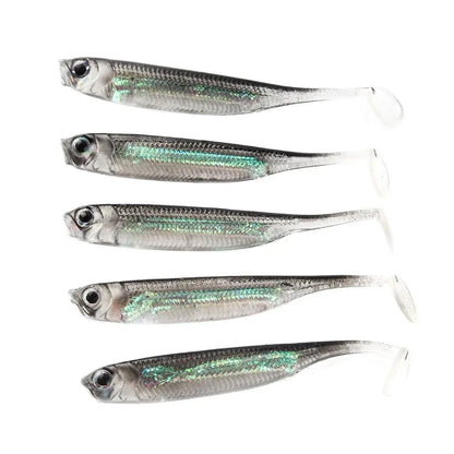 HookUpCo. Rainbow T Tail Fishing Lures - 5 Pack