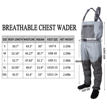 Breathable Waterproof Fishing Waders for All Sizes